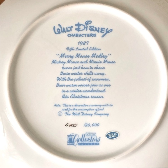 Vintage Schmid 1987 Walt Disney Collectors Gallery Merry Mouse Medley Plate - Picture 8 of 9